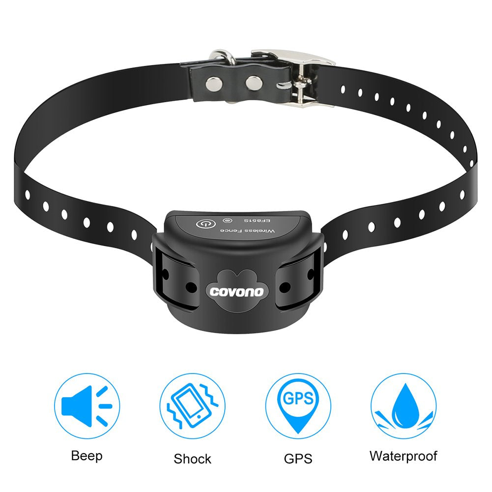 COVONO Wireless Dog Fence GPS,Invisible Fence 15lbs-120lbs Dogs (Electric Dog Fence,Pet Containment System,Waterproof Rechargeable Collar,Shock/Tone Correction)