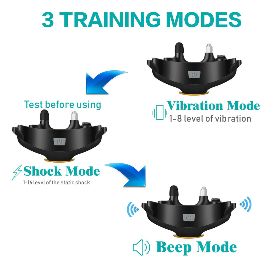 Collier d'entraînement pour chiens YTT, collier de choc pour chiens à 1000 pieds, pas de blessure et choc à 100% imperméable BEEP / vibra / choc électrique.