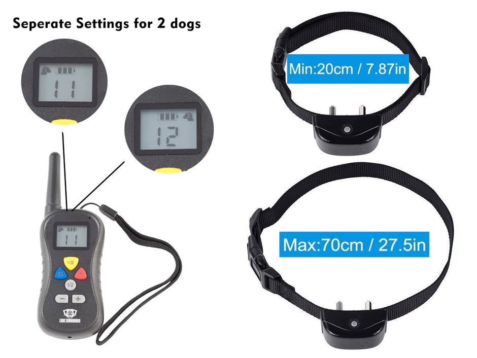 Patpet PTS-008 330 Yards Trainage à distance Dogue STOP Collier d'écorce - a un choc, des vibrations et un ton avec un écran d'écran de rétroéclairage, des boutons séparés et un récepteur résistant à l'eau. Collier électronique électrique