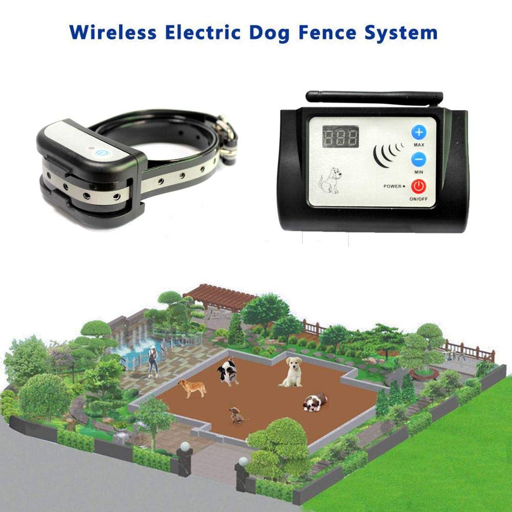 Wireless Pet Fence - Free to Roam Wireless Containment for Dogs - Rechargeable & Waterproof - Vibration & Static Shock Collar - Easy Installation No Need to Dig Trench & Bury Wire (1 Dog)