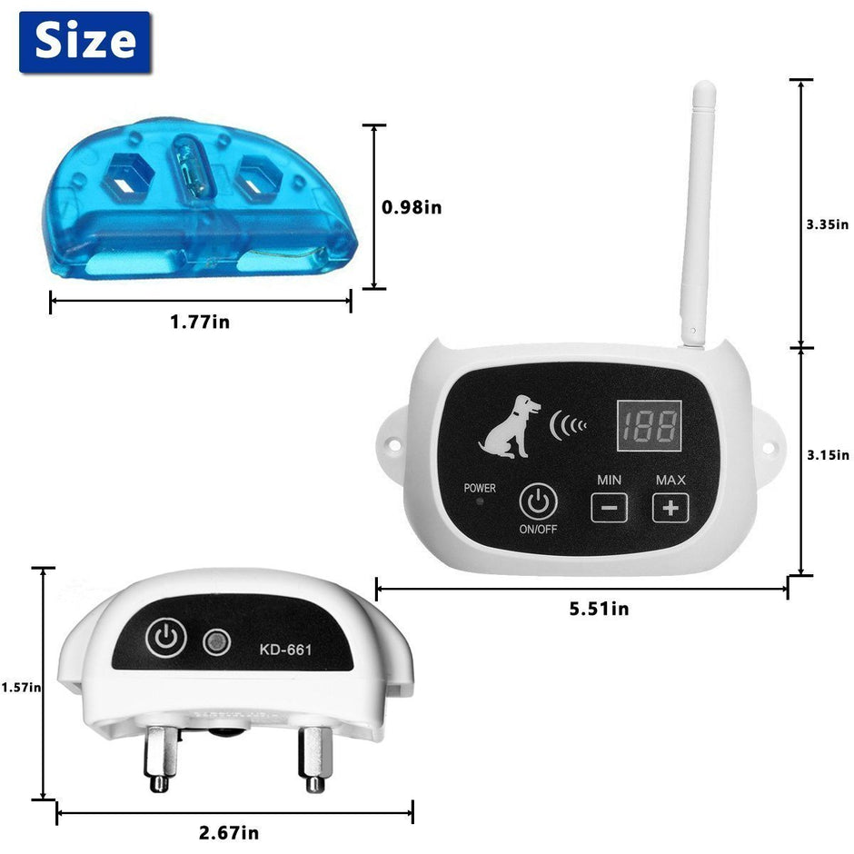 CarePetMost Wireless Electric Dog Fence System Outdoor Invisible Wireless Dog Fence Containment System 550YD Remote Control Dogs Rechargeable Waterproof Receiver Beep/Shock/Static Mode