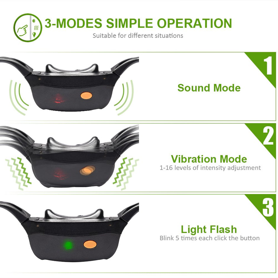 Wolfwill Humane No Shock Remote Dog Training Collar 100% imperméable Rechargeable 1980 pieds Boulots avec vibration de ton