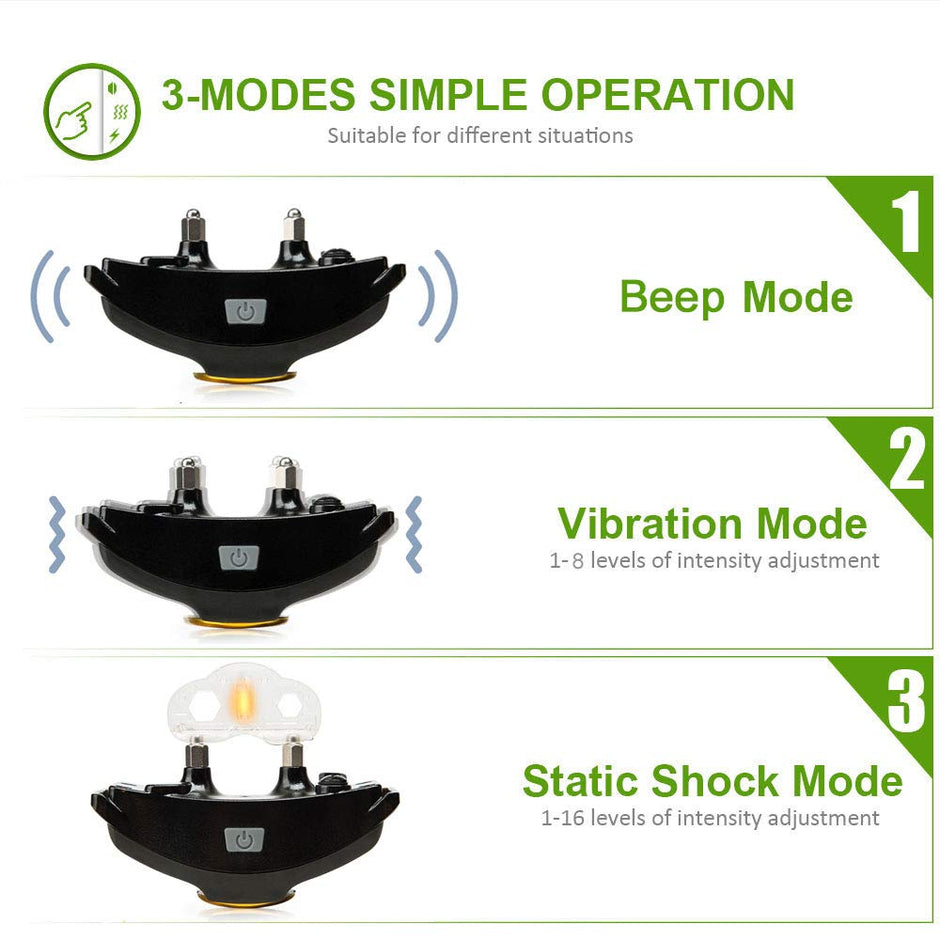 Collier d'entraînement pour chien Patpet, collier de télécommande de 1000 pieds, imperméable rechargeable, collier de choc bip / vibration / mode choc