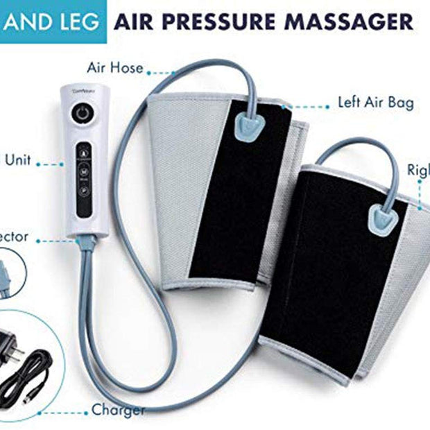 Dual Calf and Foot Air Massager,Air Compression Leg Wraps Massage Therapy Device for Pain Relief Handheld Controll