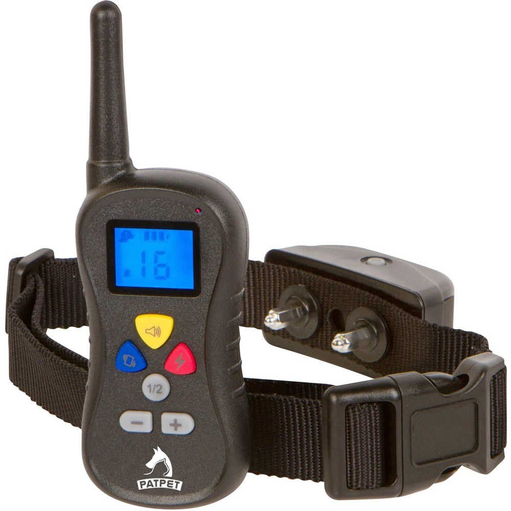 Patpet PTS-008 330 Yards Trainage à distance Dogue STOP Collier d'écorce - a un choc, des vibrations et un ton avec un écran d'écran de rétroéclairage, des boutons séparés et un récepteur résistant à l'eau. Collier électronique électrique