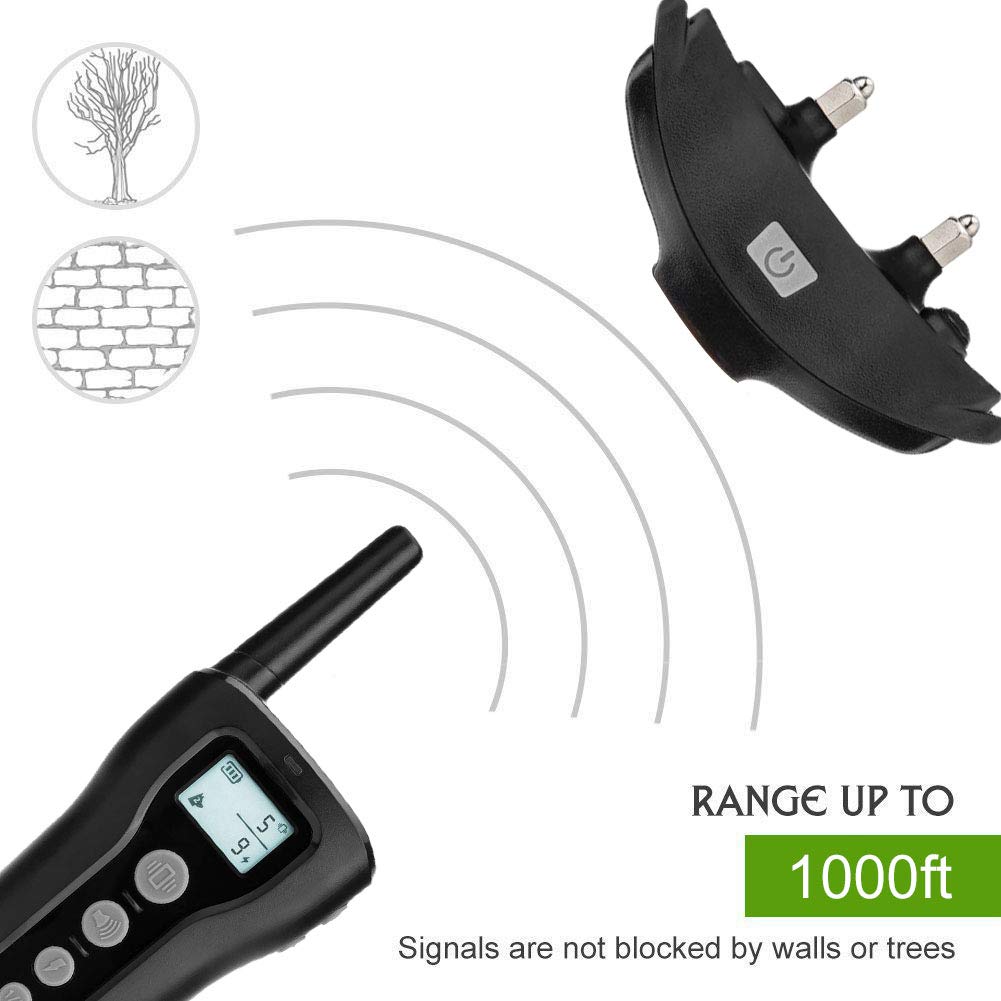 Patpet Dog Training Collar,1000FT Remote Control Collar,Rechargeable Waterproof,Shock Collar Dog Beep/Vibration/Shock Mode Small Medium Large Dogs
