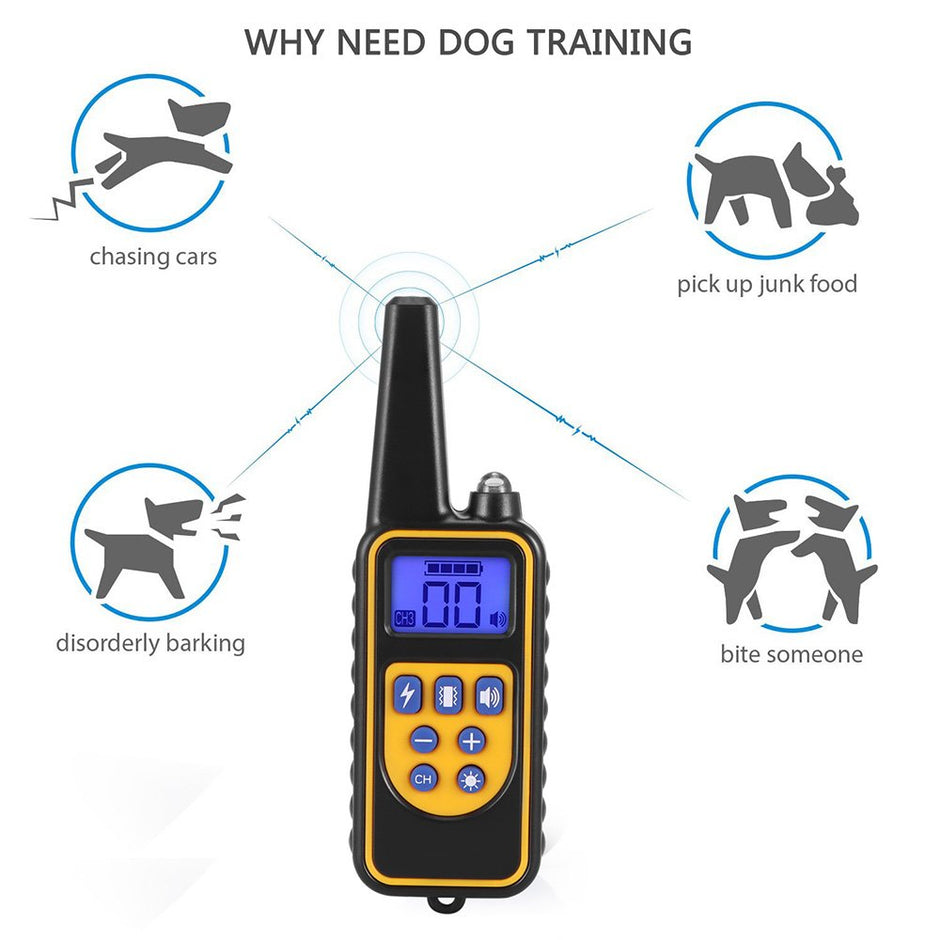 DDSKY 800M REMOTO COMPORTIQUE Collier de formation pour chiens pour animaux de compagnie avec 99 niveaux de sons vibrants et de choc / mode léger imperméable IP68 LCD LCD électrique à distance Collier de choc