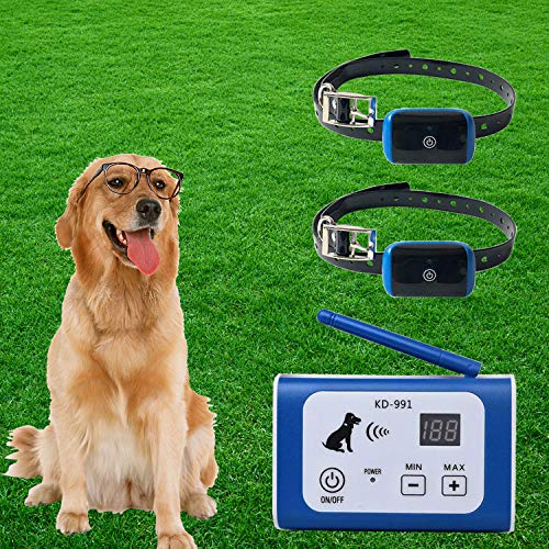 Wireless Electric Dog Fence Pet Containment System, Safe and Effective Anti Over Shock Design, Adjustable Control Range Up to 550YD & Display Distance, 2 Collar Receivers Rechargeable Waterproof