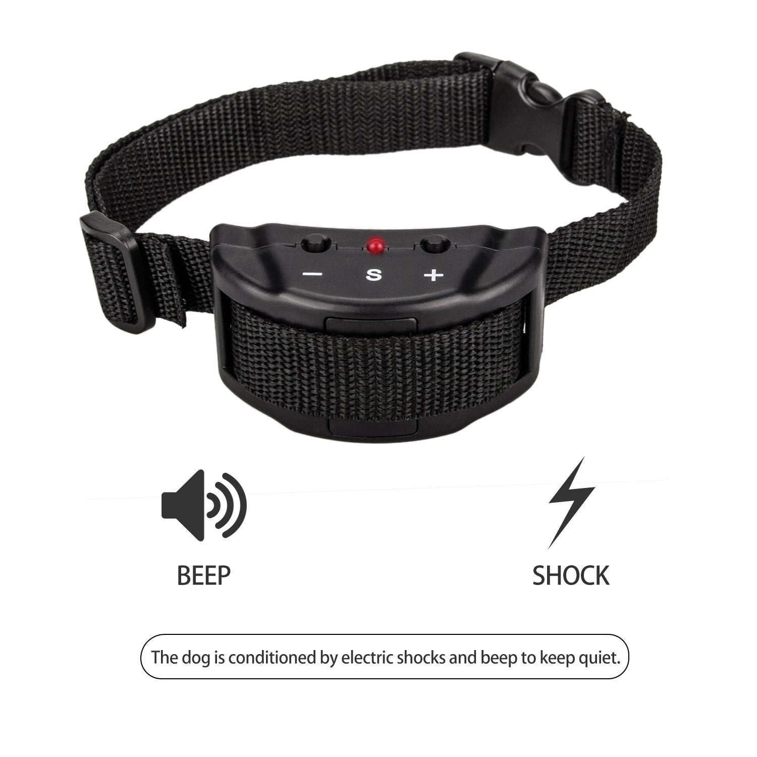 No Bark Collar Anti Barking Olycism Static shock &Deep Dog Collar No Harm No Pain Vibration 7 Sensitivity Levels Adjustable for Medium Large Small Good Behavior Training(2017 upgrade version)