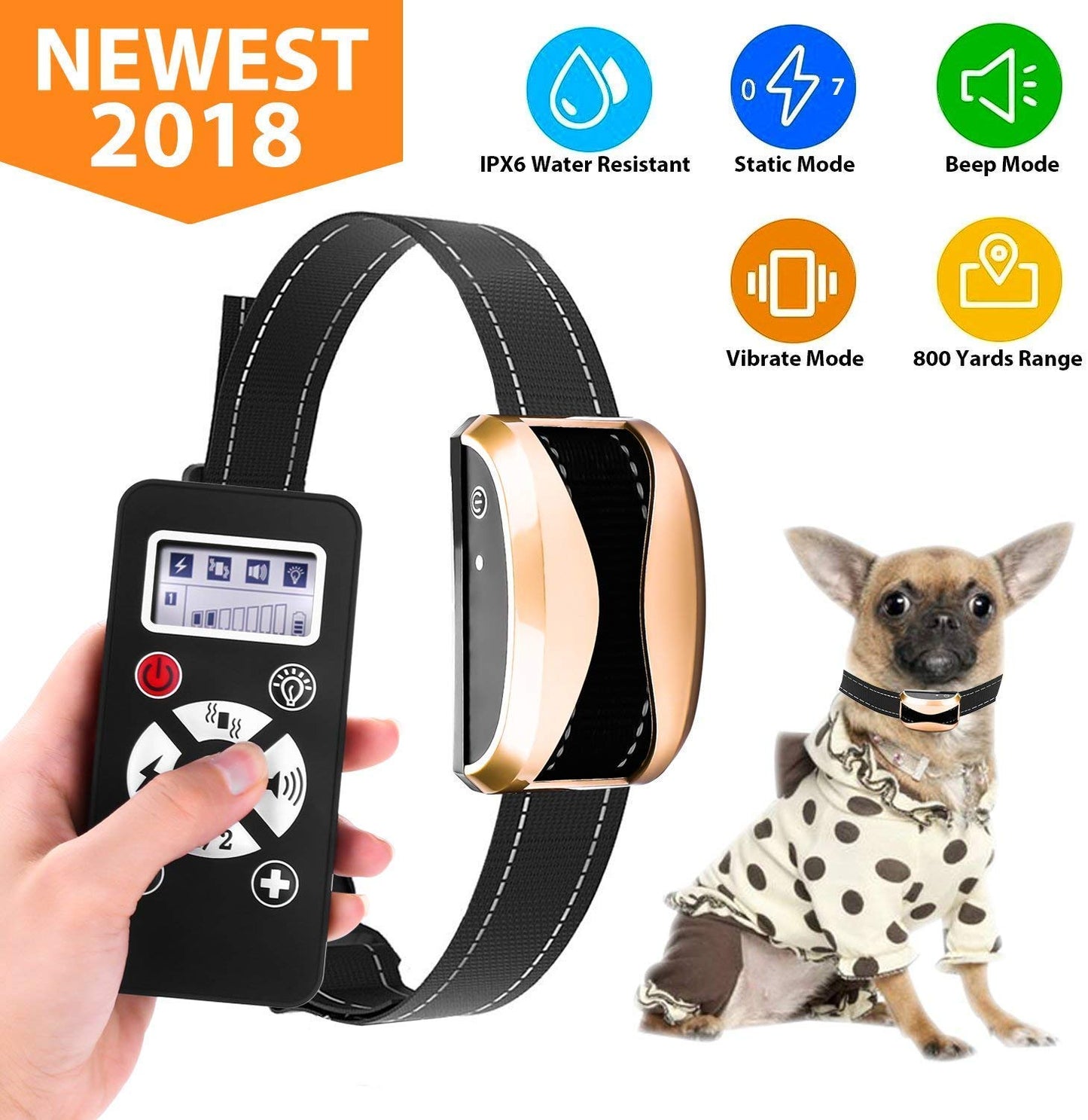 800 Yards Dog Training Collar - Waterproof & Rechargeable E-Collar with Beep Automation Adjustable Vibration (1*collar)