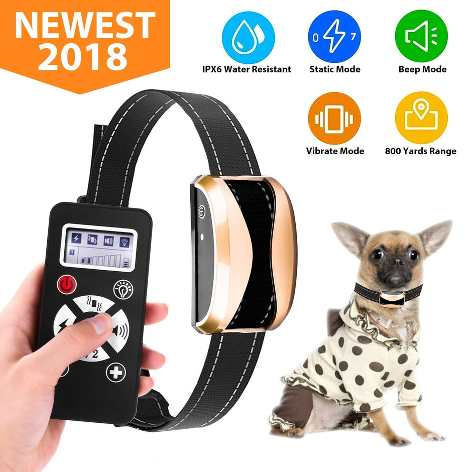 Écorce anixe + entraîneur distant tout dans un collier de formation pour chiens de 800 yards - cols E-cols étanche et rechargeable avec vibration réglable de bip (1 * collier)