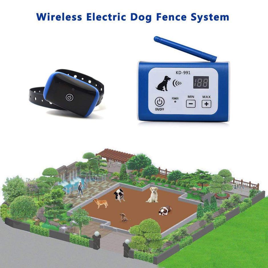 Wireless Electric Dog Fence System Outdoor Wireless Pet Fence Containment System, Adjustable Control Range Up to 550YD & Display Distance, 1 Collar Receivers Rechargeable & Waterproof