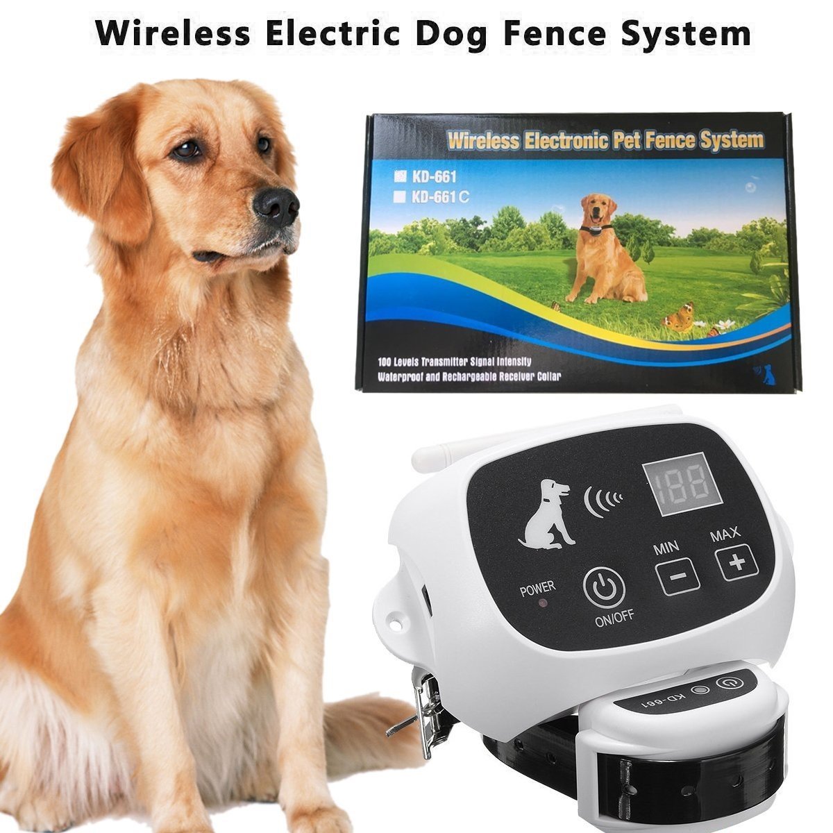 CarePetMost Wireless Electric Dog Fence System Outdoor Invisible Wireless Dog Fence Containment System 550YD Remote Control Dogs Rechargeable Waterproof Receiver Beep/Shock/Static Mode