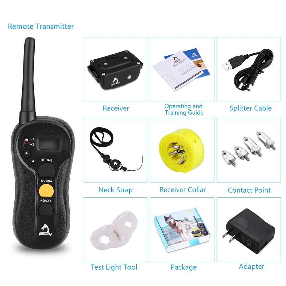 Patpet P-Collar 610 Collier de formation pour chiens Innovative Blind Operation Collier de choc pour la formation Dog - RECHARGÉable Imperméable 660yd Remote Control Range 3 Mode de formation 16 Intensité A réglable