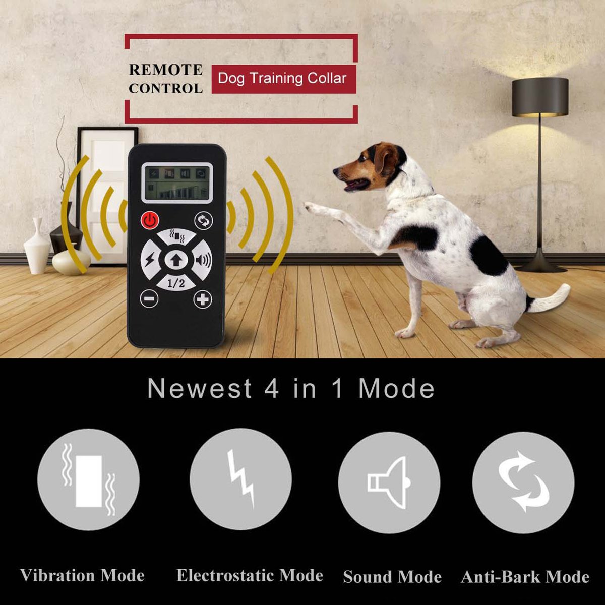 Collier d'entraînement pour chiens 800yds télécommande étanche et rechargeable et sûre avec vibration réglable
