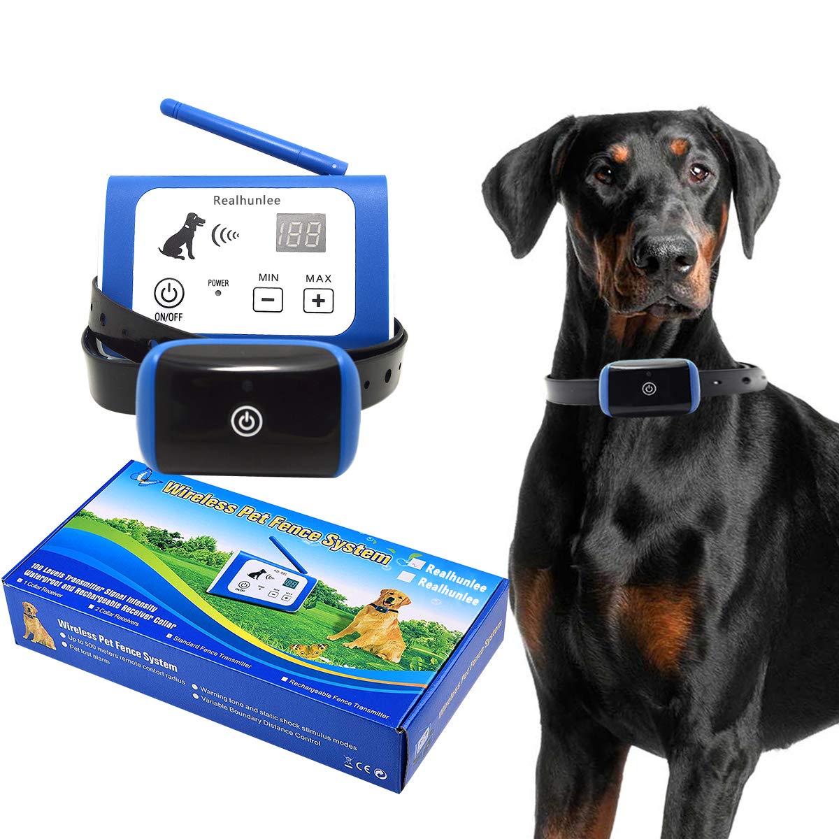 Wireless Electric Dog Fence System Outdoor Wireless Dog Fence Containment System 550YD Remote Control with Rechargeable Waterproof Receiver Beep/Shock/Static Mode Dogs