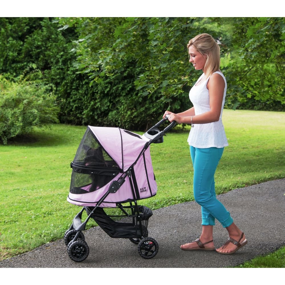 Pet Gear No-Zip Happy Trails Pet Stroller for Cats/Dogs, Zipperless Entry, Easy Fold with Removable Liner, Storage Basket + Cup Holder