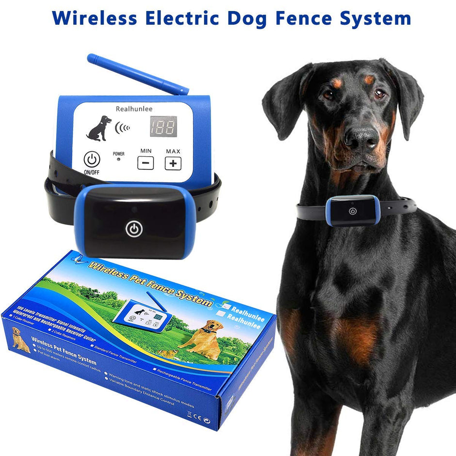 Système de clôture pour chiens électriques sans fil extérieur Invisible Wiless Wireless Dog Fence Système de confinement 550yd Remote Controlable Rechargeable Récepteur imperméable Bip / Shock / Mode statique Chiens