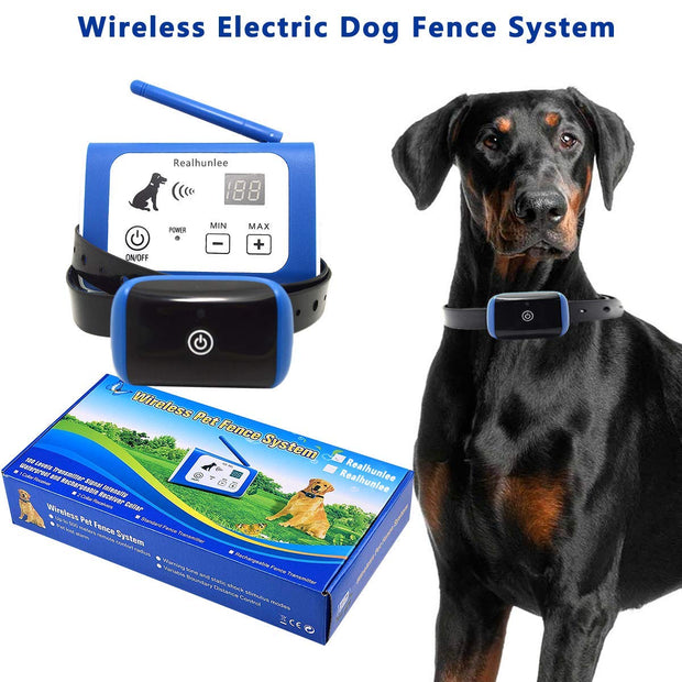 Système de clôture pour chiens électriques sans fil extérieur Invisible Wiless Wireless Dog Fence Système de confinement 550yd Remote Controlable Rechargeable Récepteur imperméable Bip / Shock / Mode statique Chiens