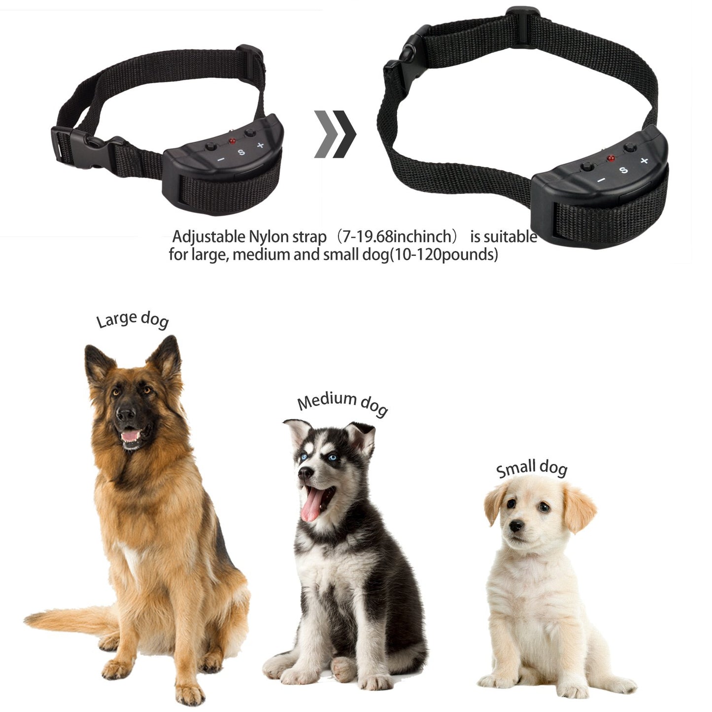 No Bark Collar Anti Barking Olycism Static shock &Deep Dog Collar No Harm No Pain Vibration 7 Sensitivity Levels Adjustable for Medium Large Small Good Behavior Training(2017 upgrade version)