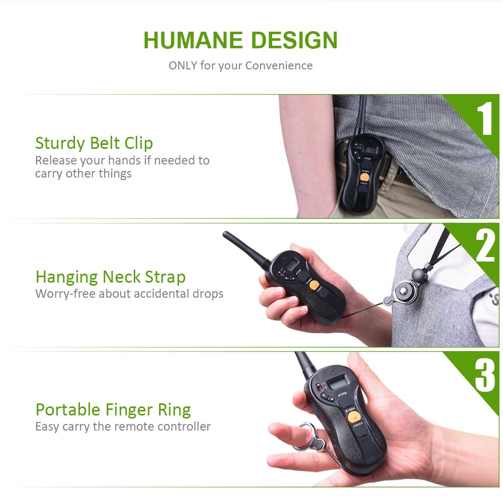 Wolfwill Humane No Shock Remote Dog Training Collar 100% imperméable Rechargeable 1980 pieds Boulots avec vibration de ton