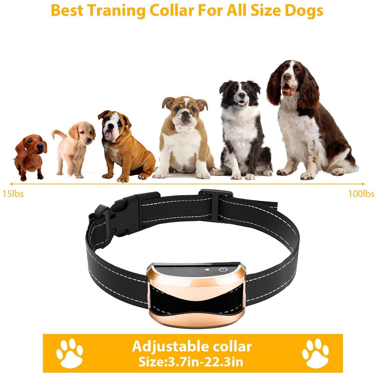 800 Yards Dog Training Collar - Waterproof & Rechargeable E-Collar with Beep Automation Adjustable Vibration (1*collar)