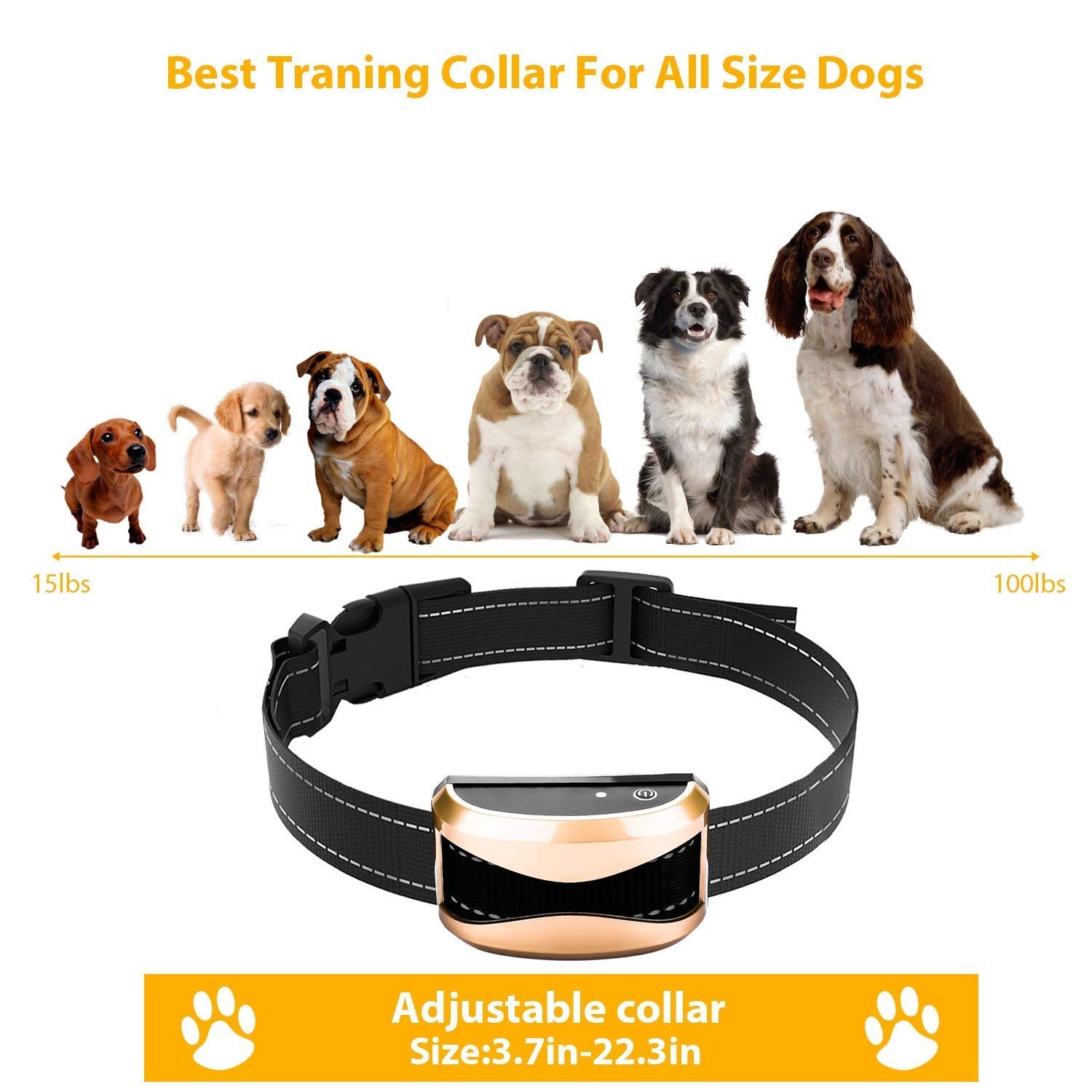 Écorce anixe + entraîneur distant tout dans un collier de formation pour chiens de 800 yards - cols E-cols étanche et rechargeable avec vibration réglable de bip (1 * collier)