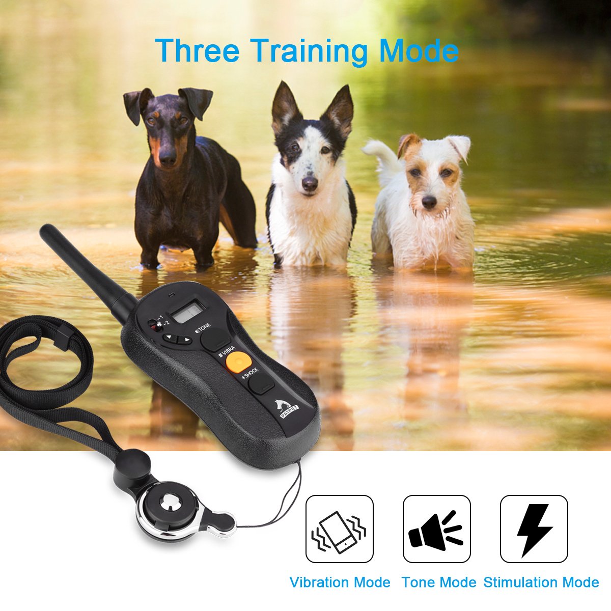 Patpet P-Collar 610 Collier de formation pour chiens Innovative Blind Operation Collier de choc pour la formation Dog - RECHARGÉable Imperméable 660yd Remote Control Range 3 Mode de formation 16 Intensité A réglable