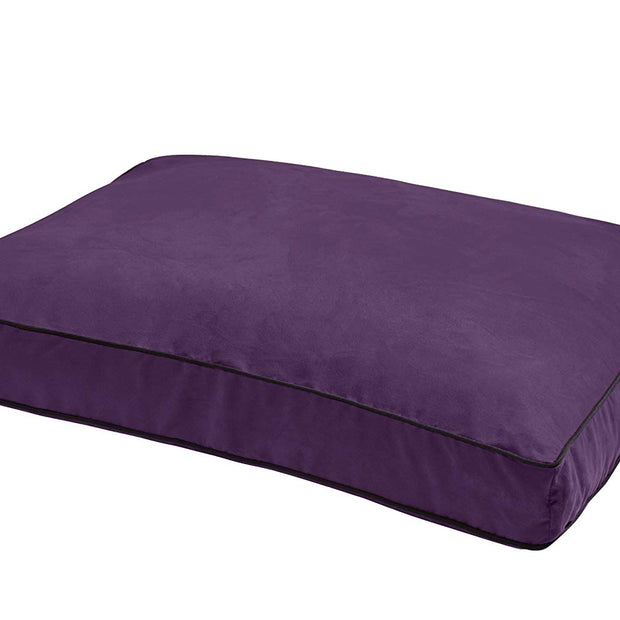Chien devenu Smart Nanosuede Plum avec un lit de chien de tuyauterie en graphite, grand, 40 "L x 30" W