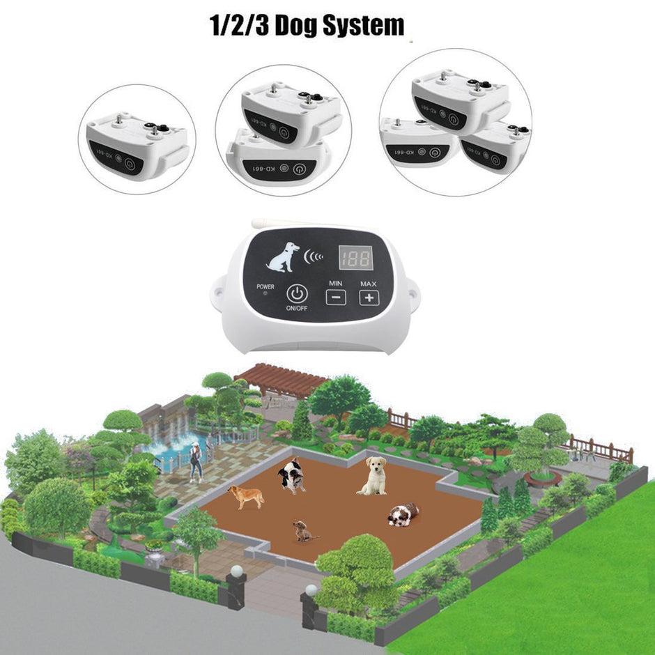 CarePetMost Wireless Electric Dog Fence System Outdoor Invisible Wireless Dog Fence Containment System 550YD Remote Control Dogs Rechargeable Waterproof Receiver Beep/Shock/Static Mode