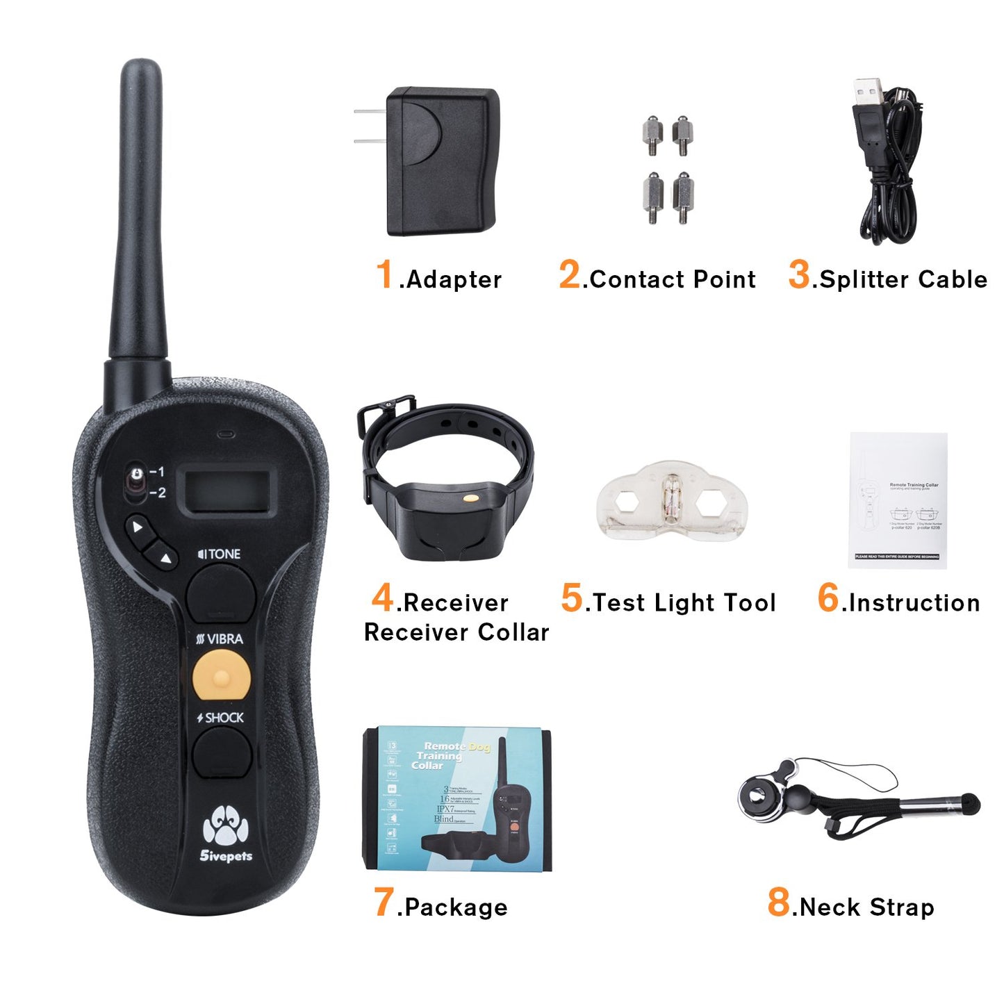 Dog Training Collar,5ivepets Electronic Rechargeable 100% Waterproof 650yd Remote Dog Collar with Tone,Vibration,Shock Mode for Large to Small Dogs (8.8Lbs - 88Lbs)