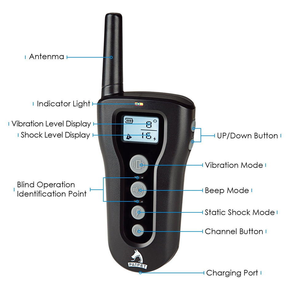 Dog Training Collar, Rechargeable & Waterproof, Blind Operation with Anti-stuck Button Remote 330yd Range, Dog Shock Collar with Beep, Vibration and Shock Mode for Small Medium Large Dog, 10-88lbs