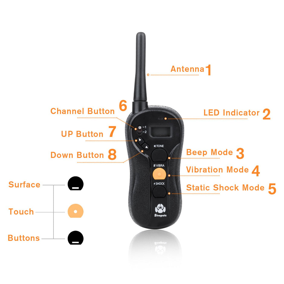 Dog Training Collar,5ivepets Electronic Rechargeable 100% Waterproof 650yd Remote Dog Collar with Tone,Vibration,Shock Mode for Large to Small Dogs (8.8Lbs - 88Lbs)