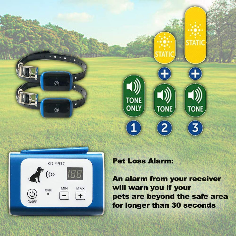 Wireless Electric Dog Fence Pet Containment System, Safe and Effective Anti Over Shock Design, Adjustable Control Range Up to 550YD & Display Distance, 1 Collar Receivers Rechargeable Waterproof