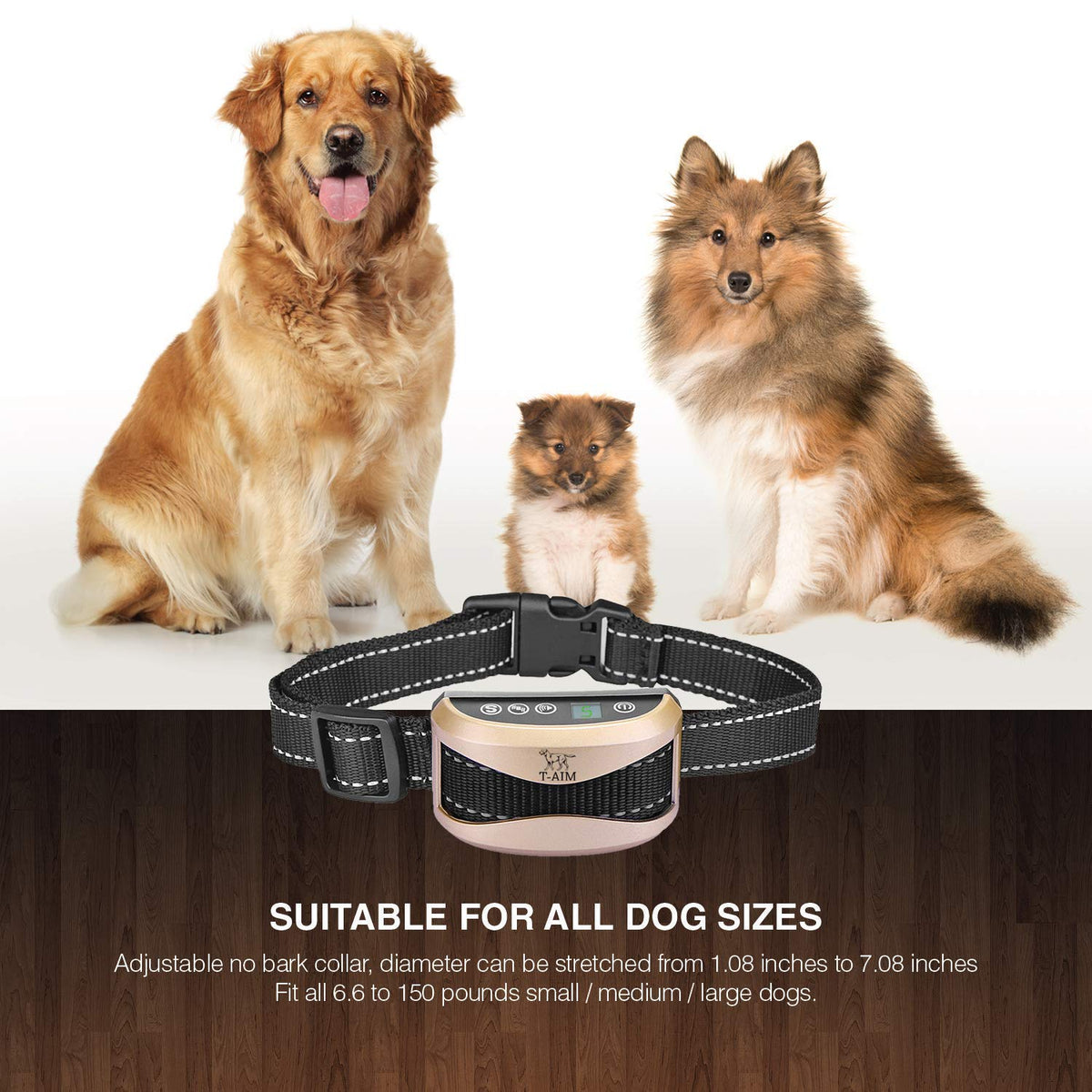 HEAVY DUTY SHOCK COLLAR FOR LARGE DOGS | Bark Obedience Training | Guaranteed to STOP Nuisance Barking | Fits Small to Large Dogs | Vibration & Beep Only Mode | Anti Bark | No remote required | RECHARGEABLE