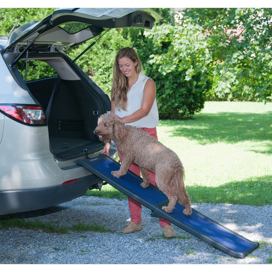 Pet Gear Travel Lite Bi-Fold Ramp for Cats/Dogs, Lightweight/Portable, Safety Tether Included, Rubber Grippers for Stability