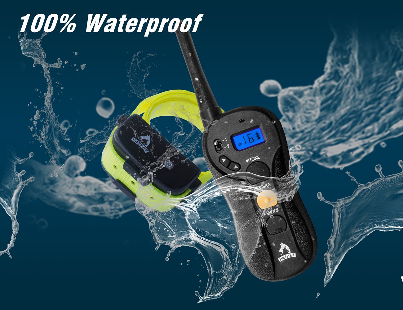 Patpet p-collar610 Blind Operation Shock Collar for Training 2 Dogs - Rechargeable and Waterproof 660yd Remote E-Collar with Separate Command Buttons,Fit for 15-100 lb