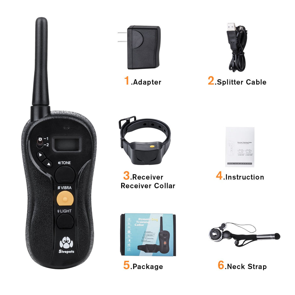 Dog Training Collar,5ivepets Electronic Rechargeable 100% Waterproof 650yd Remote Dog Collar with Tone,Vibration,Light Mode for Large to Small Dogs (8.8Lbs - 88Lbs)