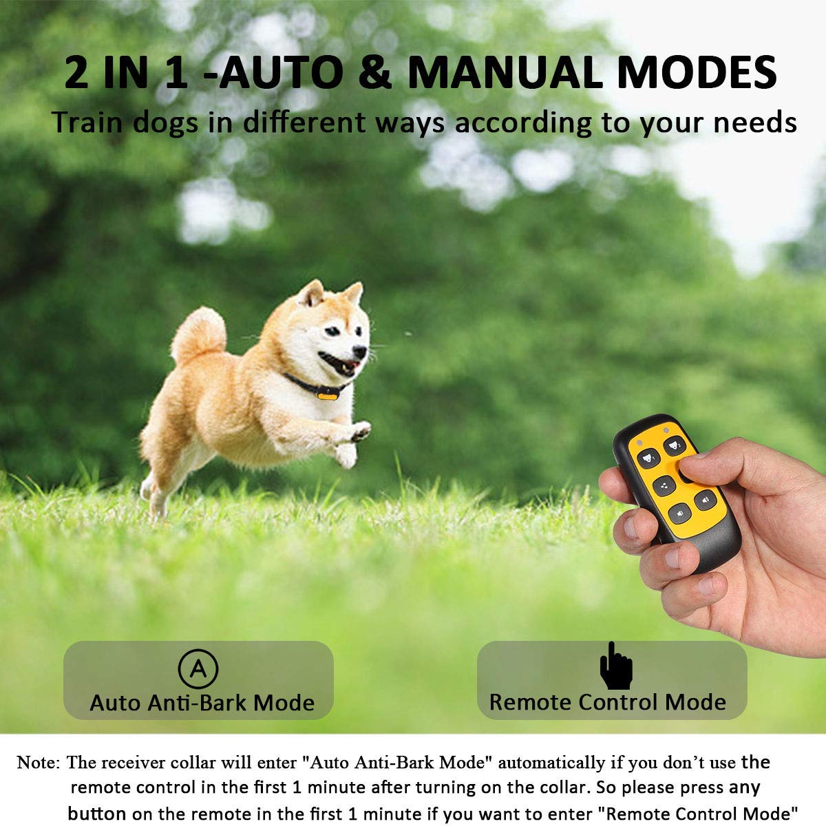 Spray Dog Training Collar,2 Modes Citronella Dog Bark Collar (Not Included Citronella Spray),500 ft Rechargeable No Electric Shock Harmless