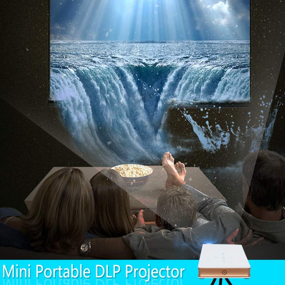 Projecteur P8i HD 1080p Mini DLP Smart Projecteur HDMI Portable Home Projecteur, noir