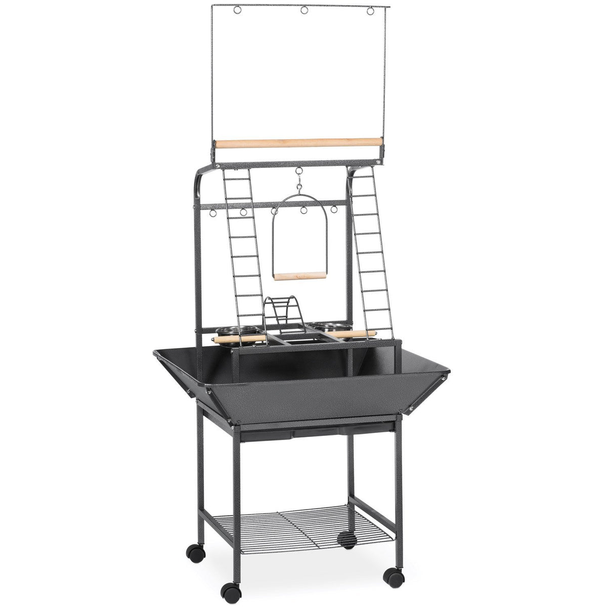 Prevue Pet Products Wrought Iron Cockatiel/Small Parrot Playstand 17-1/2 W x 16-1/2 D x 59 H, Black Hammertone