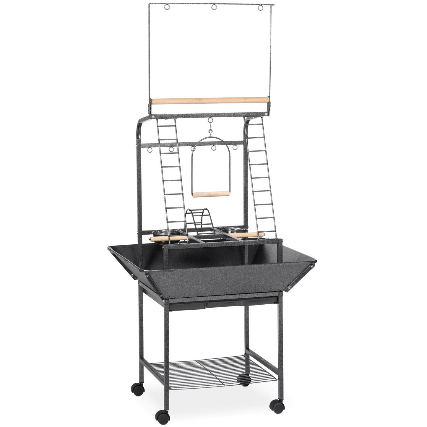 Prevue Pet Products Wrought Iron Cockatiel/Small Parrot Playstand 17-1/2 W x 16-1/2 D x 59 H, Black Hammertone