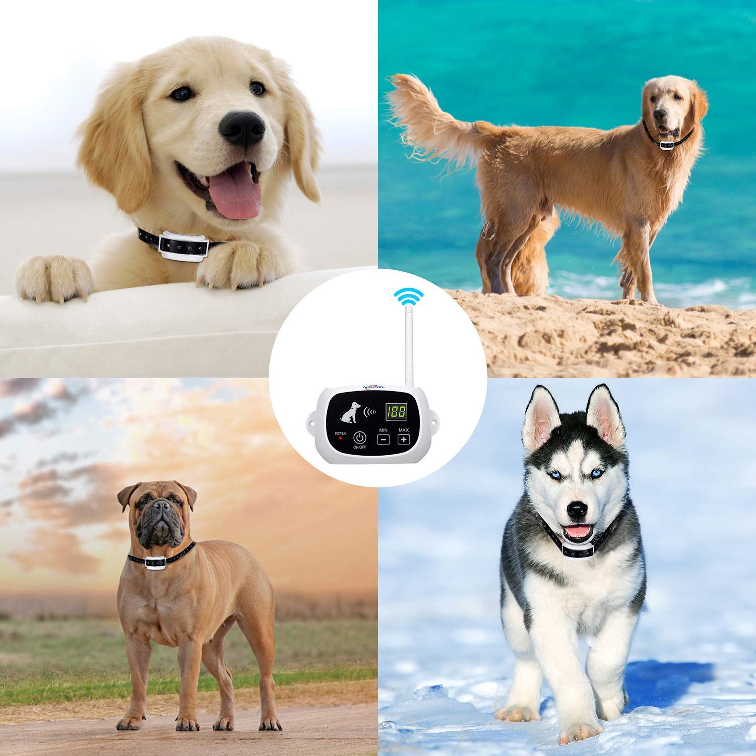 Wireless Dog Fence, Pet Containment System, Up to 1640 Feet Control Range, Waterproof, Adjustable & Rechargeable 2-in-1 Set, Outdoor Electric Fence for Dogs