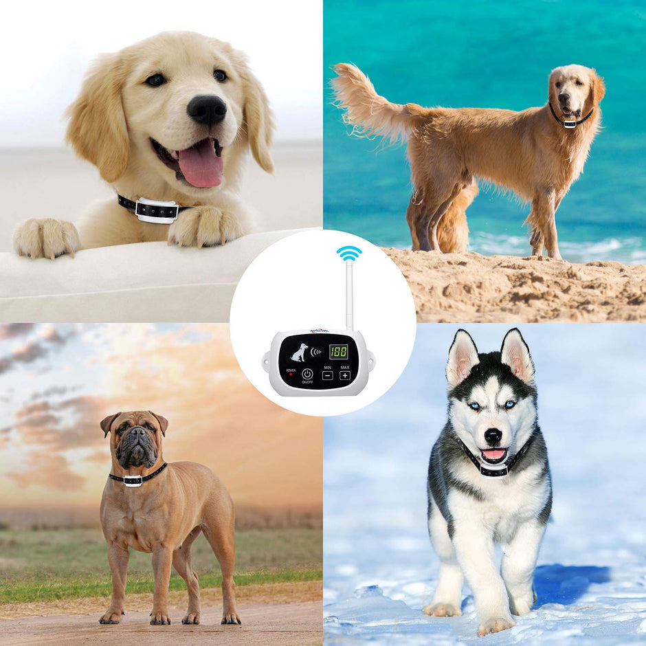 Wireless Dog Fence, Pet Containment System, Up to 1640 Feet Control Range, Waterproof, Adjustable & Rechargeable 2-in-1 Set, Outdoor Electric Fence for Dogs