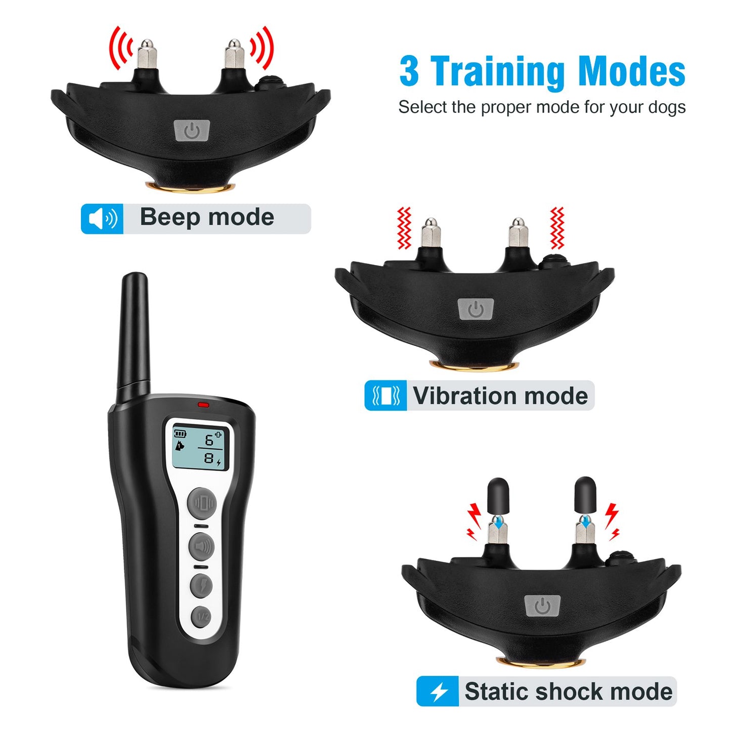 Dog Training Collar with Remote 1000ft [2018 Upgraded] Waterproof Rechargeable Electric Shock Collar for Small Medium Large Dogs