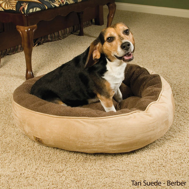 Precision Pet Donut Bed with Reversible Pillow 27 in. Chocolate Simply Suede Berber
