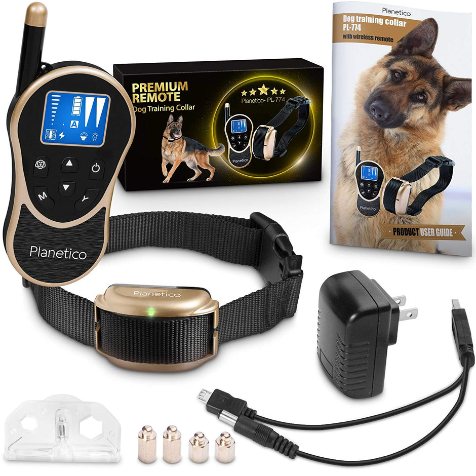 Remote Dog Training Collar, Large Clear LCD Screen, Bark & Behavior Control Device PL-774, Waterproof, Rechargeable, 2625 Ft Long Range, Beep / Light / Vibration / Shock Modes to Train Your Pet Safely