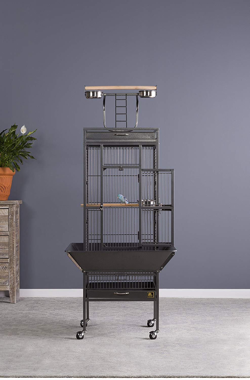 Prevue Pet Products Wrought Iron Select Bird Cage Black Hammertone 3151BLK