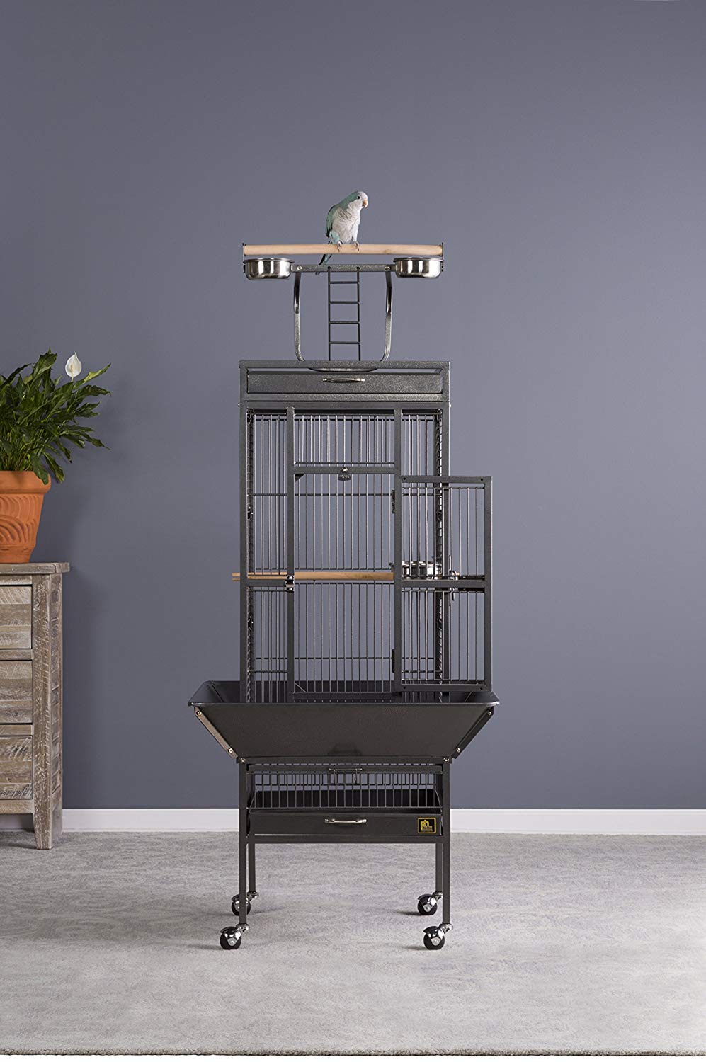 Prevue Pet Products Wrought Iron Select Bird Cage Black Hammertone 3151BLK