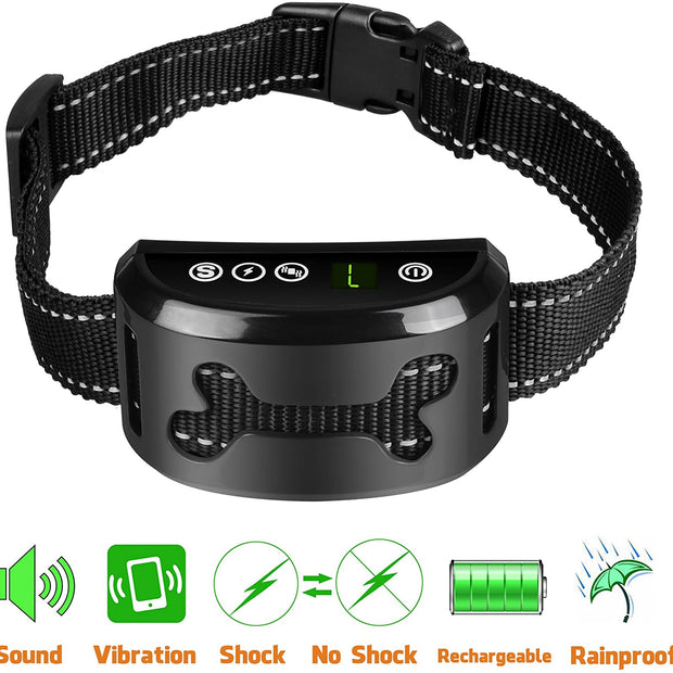 Dog Anti Bark Collar [2020 Upgrade Version] No Barking Collar Dog Small Bark Collar Shock Collar with Beep Vibration Harmless Shock Rechargeable Anti Bark Control Device for Small Medium Large Dog